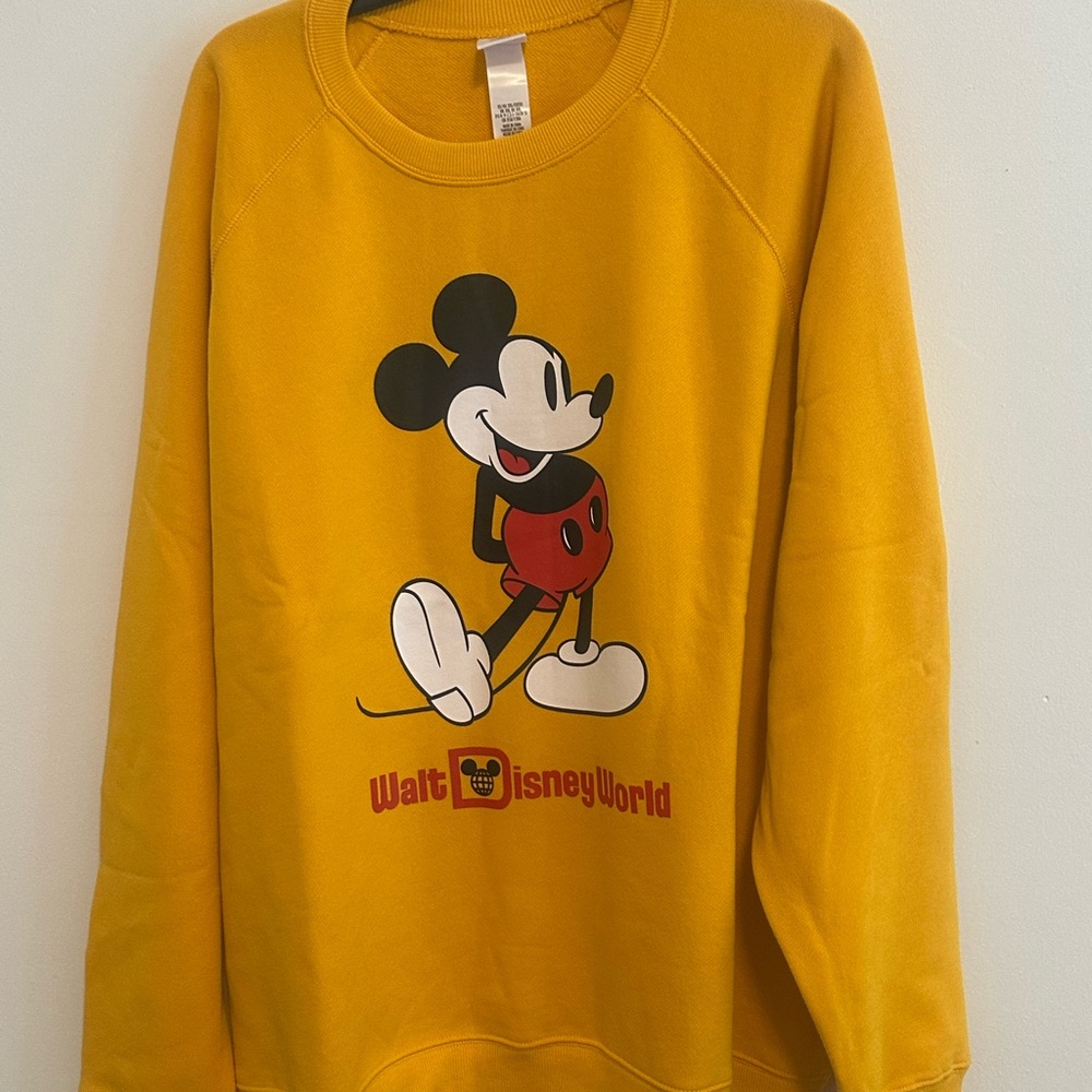 Disney Micky Mouse Crew Neck Sweatshirt Micky Mouse Graphic Yellow Size XXL  NWT - Picture 2 of 9